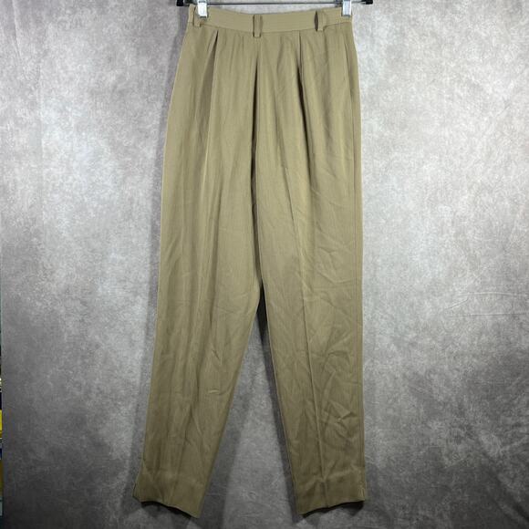 Alex Garfield Sydney Trousers Dress Pants Women 6 Beige Tapered Pleated Textured - Picture 5 of 10